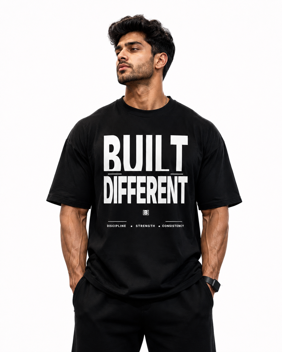 BUILT DIFFERENT OVERSIZED T-SHIRT – BLACK
