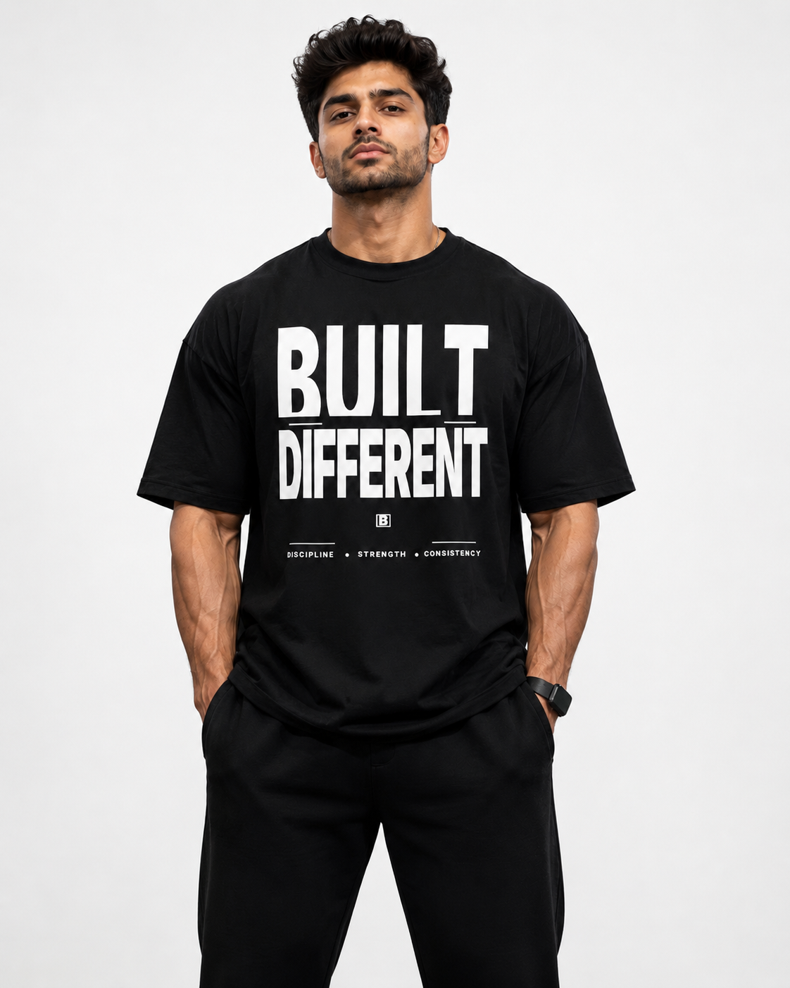 BUILT DIFFERENT OVERSIZED T-SHIRT – BLACK