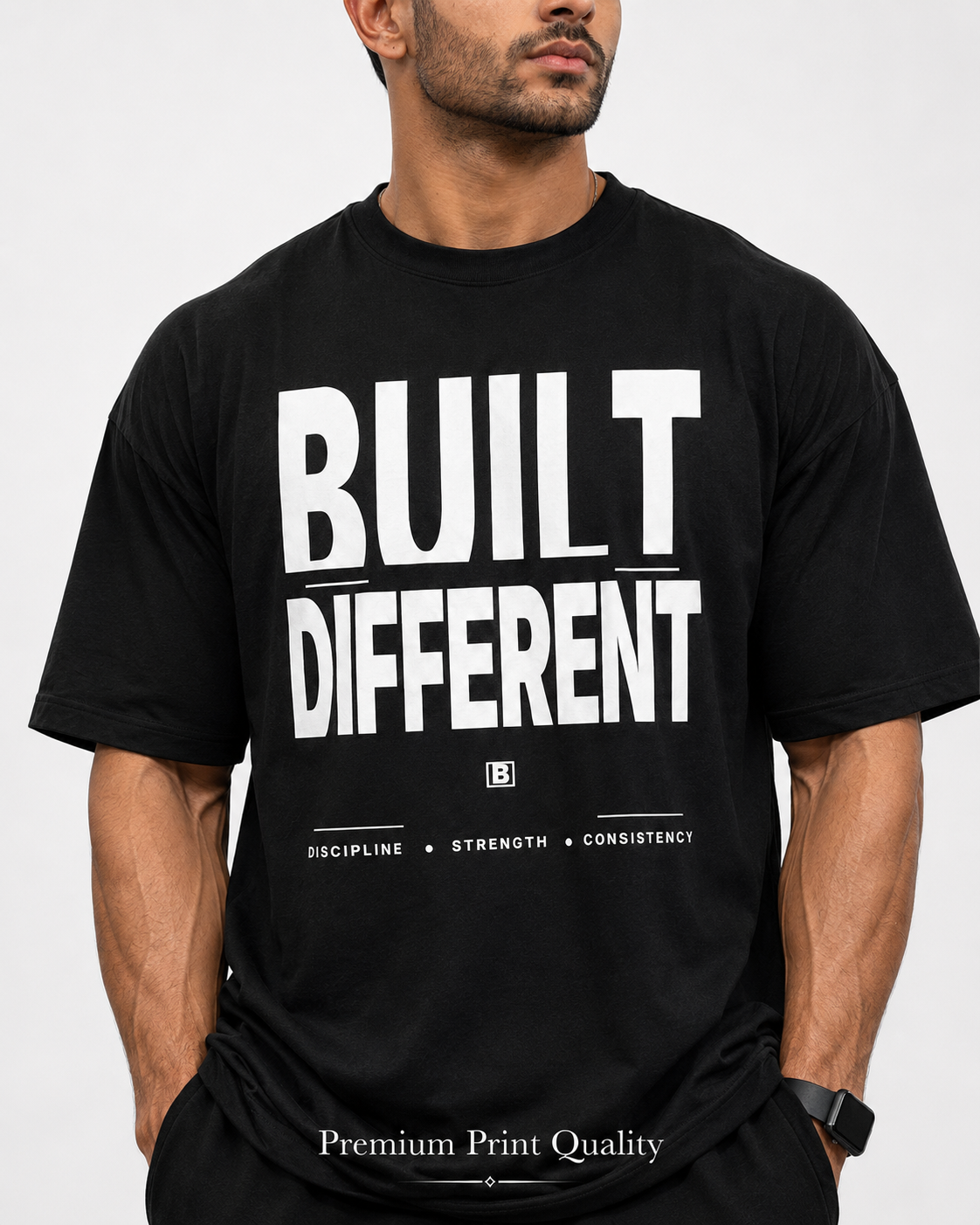 BUILT DIFFERENT OVERSIZED T-SHIRT – BLACK