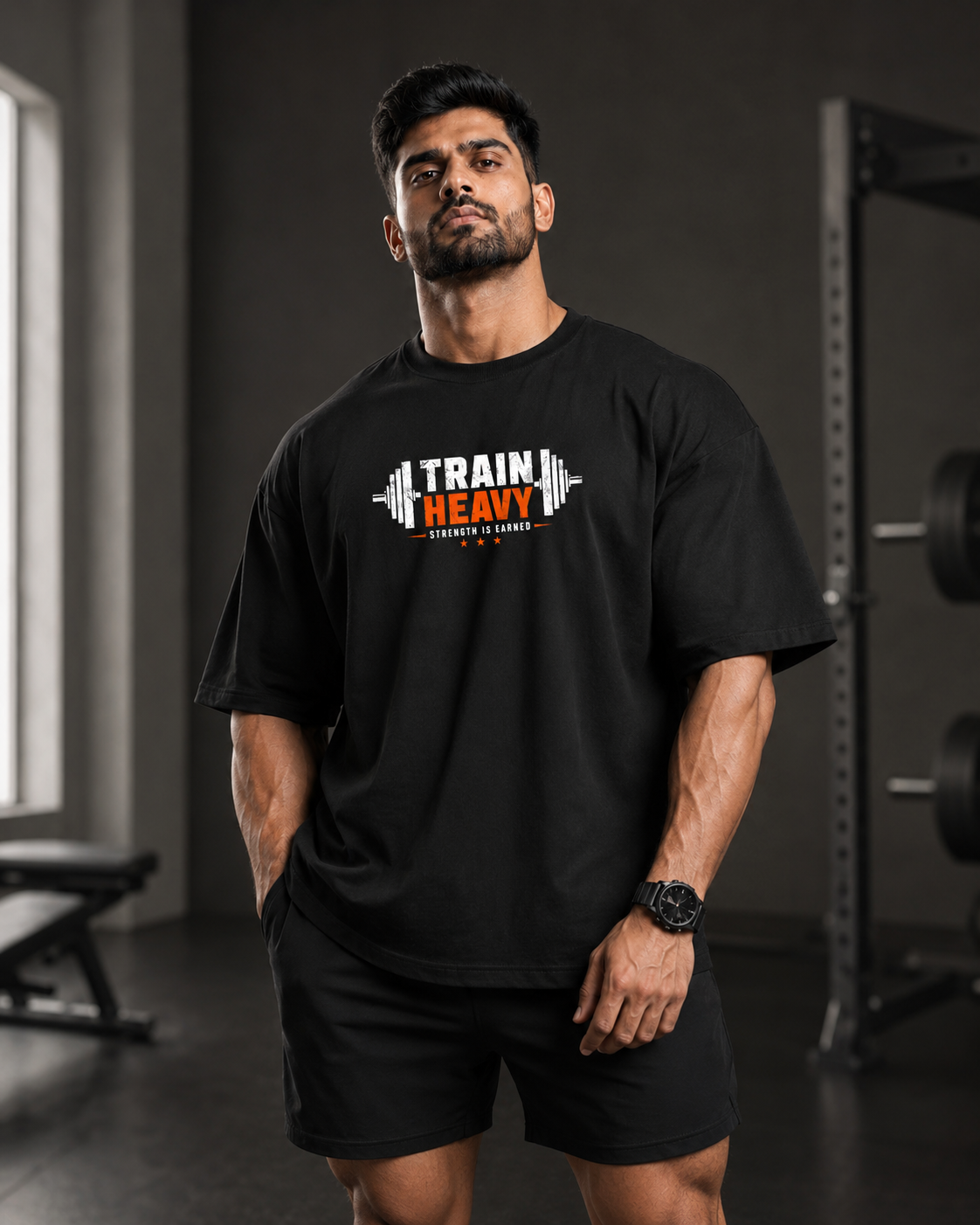 TRAIN HEAVY OVERSIZED T-SHIRT – BLACK