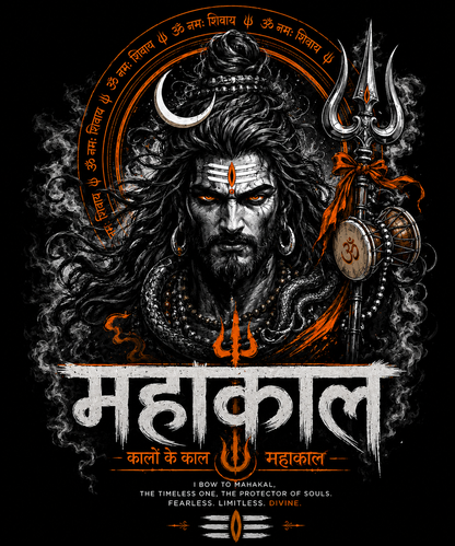 MAHAKAL ORANGE OVERSIZED T-SHIRT – BLACK