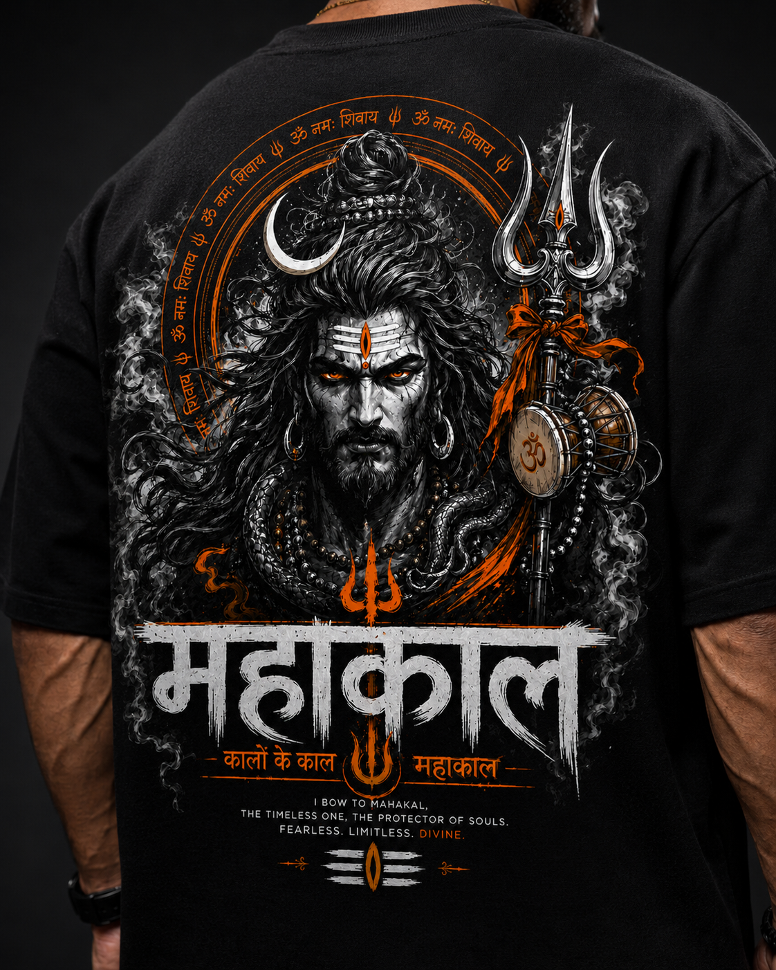 MAHAKAL ORANGE OVERSIZED T-SHIRT – BLACK