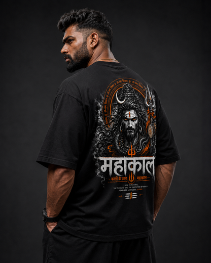 MAHAKAL ORANGE OVERSIZED T-SHIRT – BLACK
