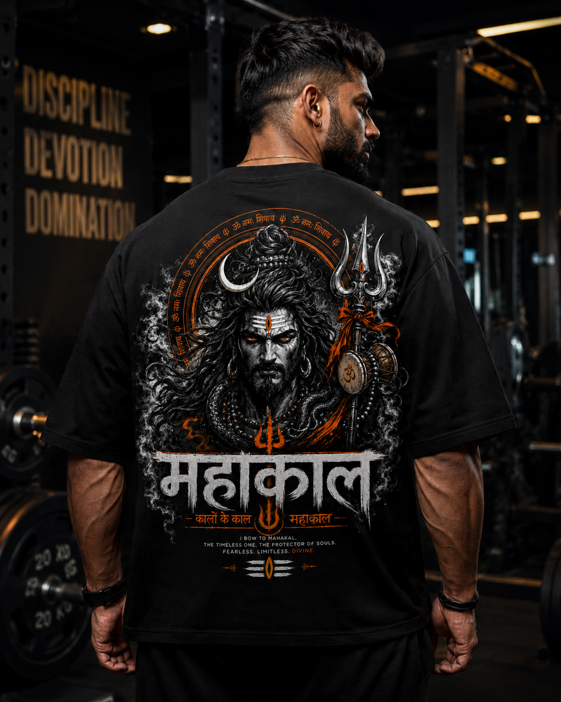 MAHAKAL ORANGE OVERSIZED T-SHIRT – BLACK