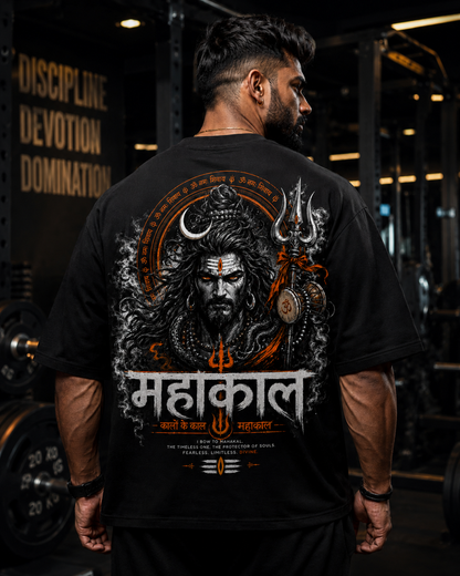 MAHAKAL ORANGE OVERSIZED T-SHIRT – BLACK