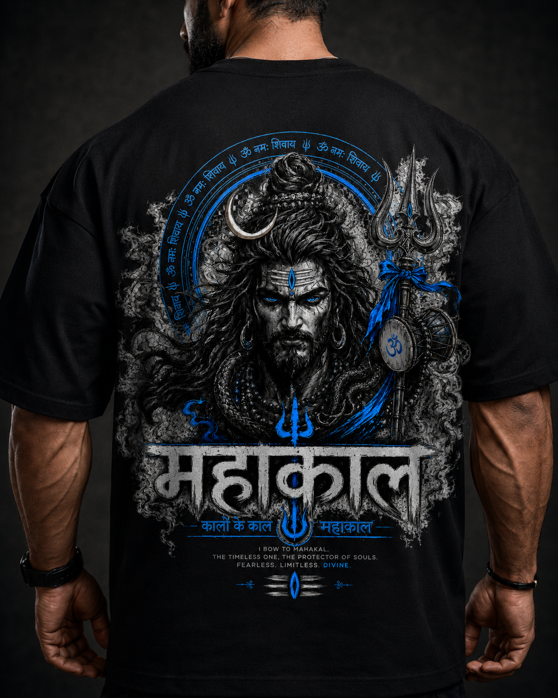 MAHAKAL BLUE OVERSIZED T-SHIRT – BLACK