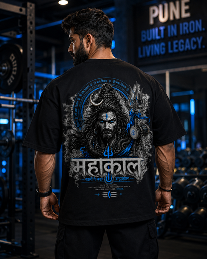 MAHAKAL BLUE OVERSIZED T-SHIRT – BLACK
