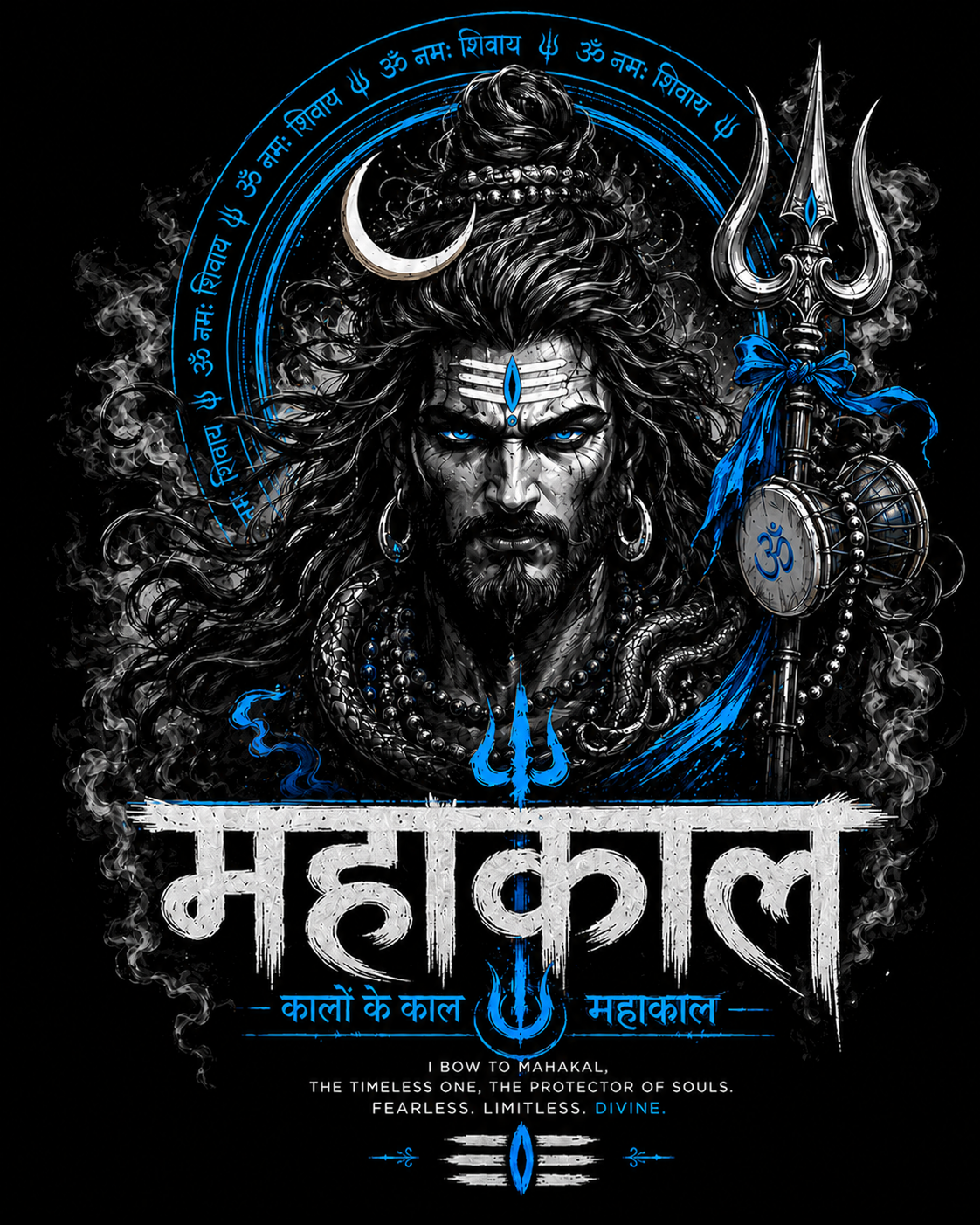 MAHAKAL BLUE OVERSIZED T-SHIRT – BLACK