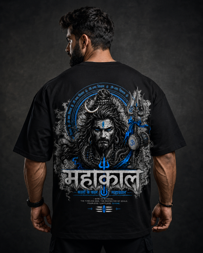 MAHAKAL BLUE OVERSIZED T-SHIRT – BLACK